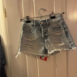 Pacific Sunwear High Rise Button Fly denim Festival Short Sz 23